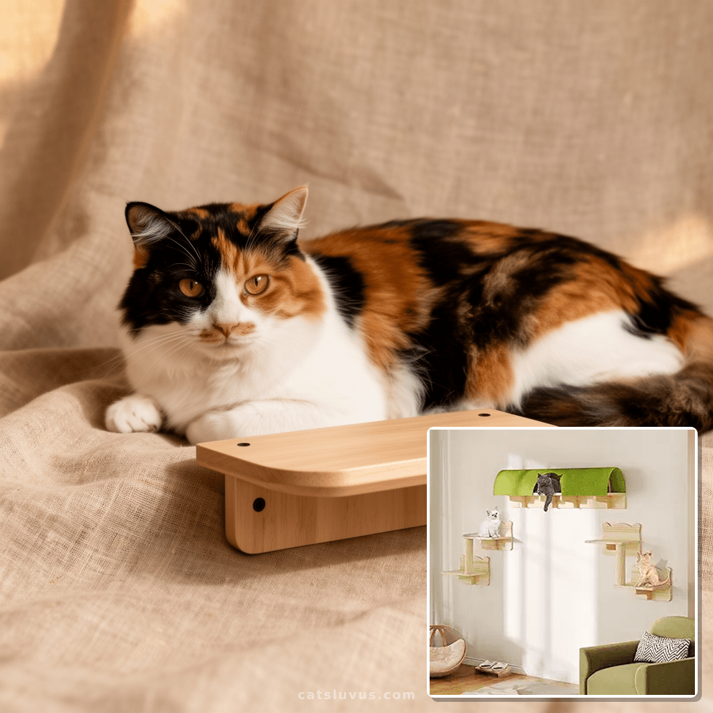 Cat Wall Shelves with cat - professional product lifestyle photo