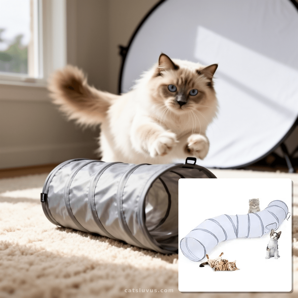 Sheldamy Cat Tunnel with cat - professional product lifestyle photo