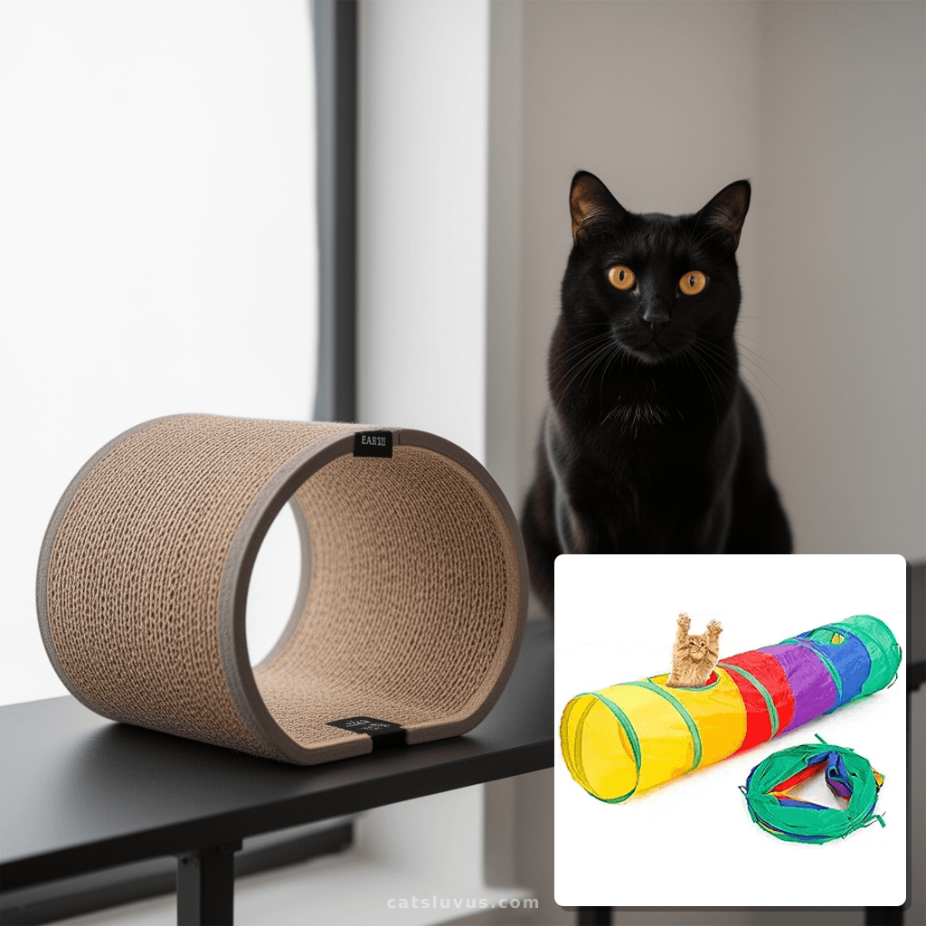 Cat Tunnel for Indoor Cats Interactive with cat - professional product lifestyle photo
