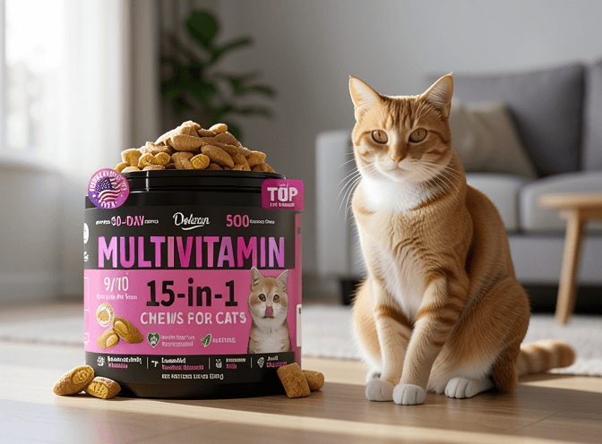 Cat owner reviewing cat vitamins & supplements pros and cons options for their pet in 2026