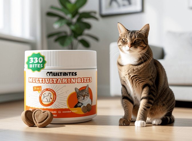 Cat owner reviewing cat vitamins & supplements under 50 dollars options for their pet in 2026
