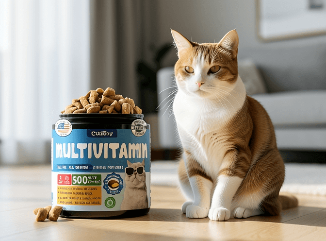 Cat owner reviewing how to choose cat vitamins & supplements options for their pet in 2026