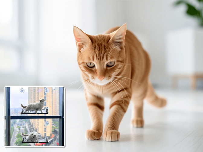 Cat owner reviewing cat window perch wall mounted options for their pet in 2026