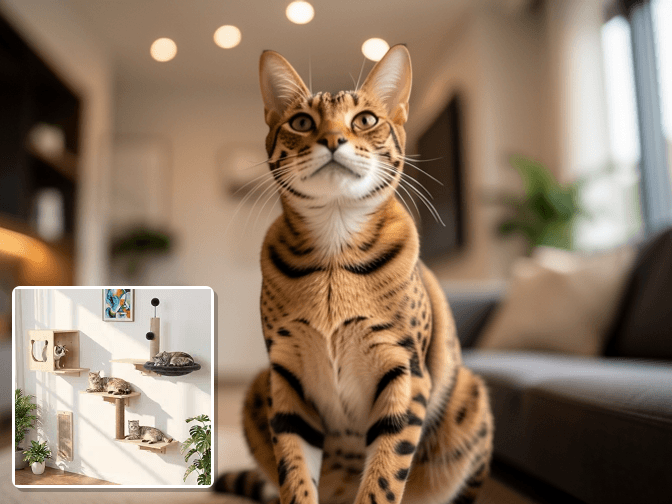 Cat owner reviewing multi level cat wall shelves options for their pet in 2026