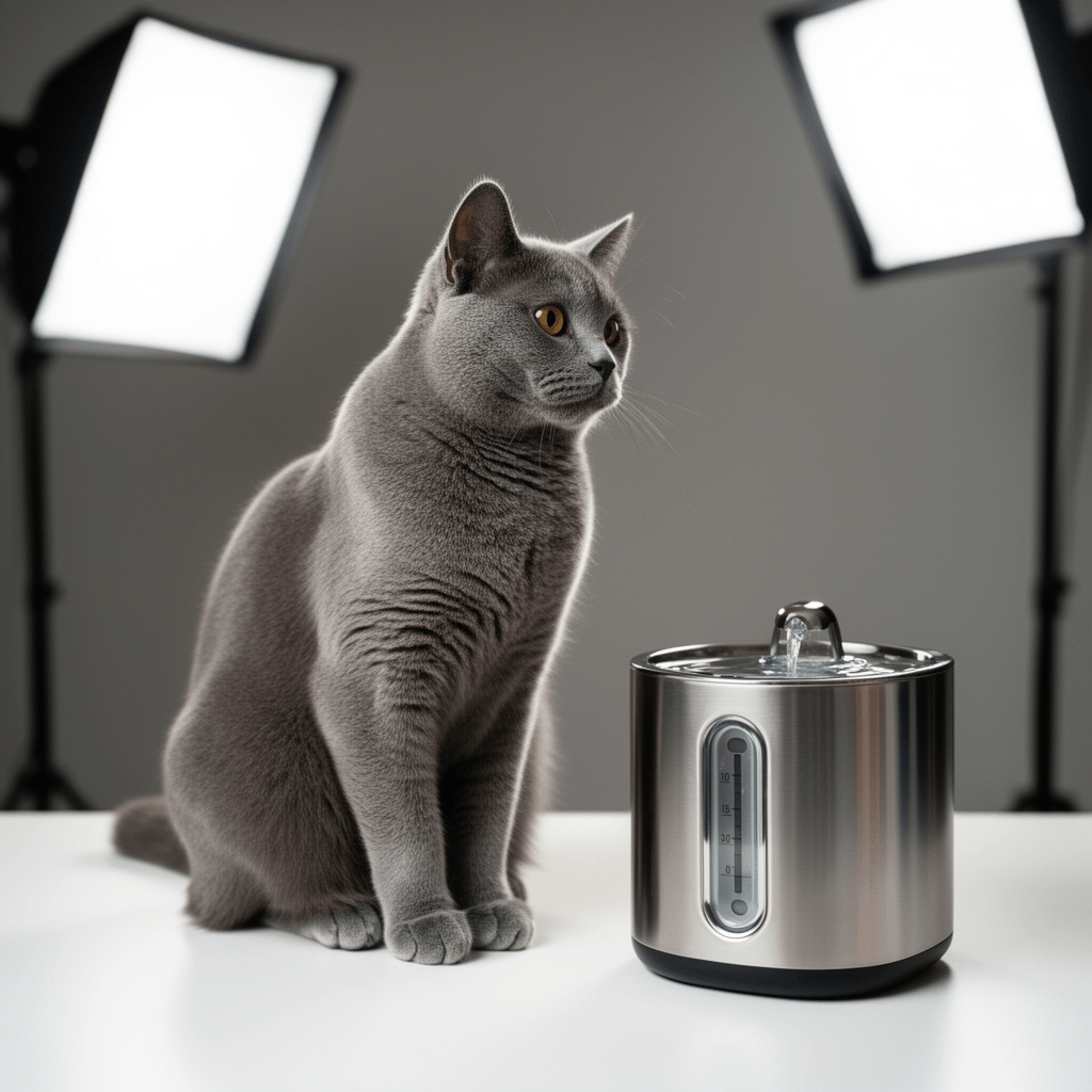 Cat Water Fountain Stainless Steel - 74oz/2.2L Pet Gift Dog with cat - professional product lifestyle photo