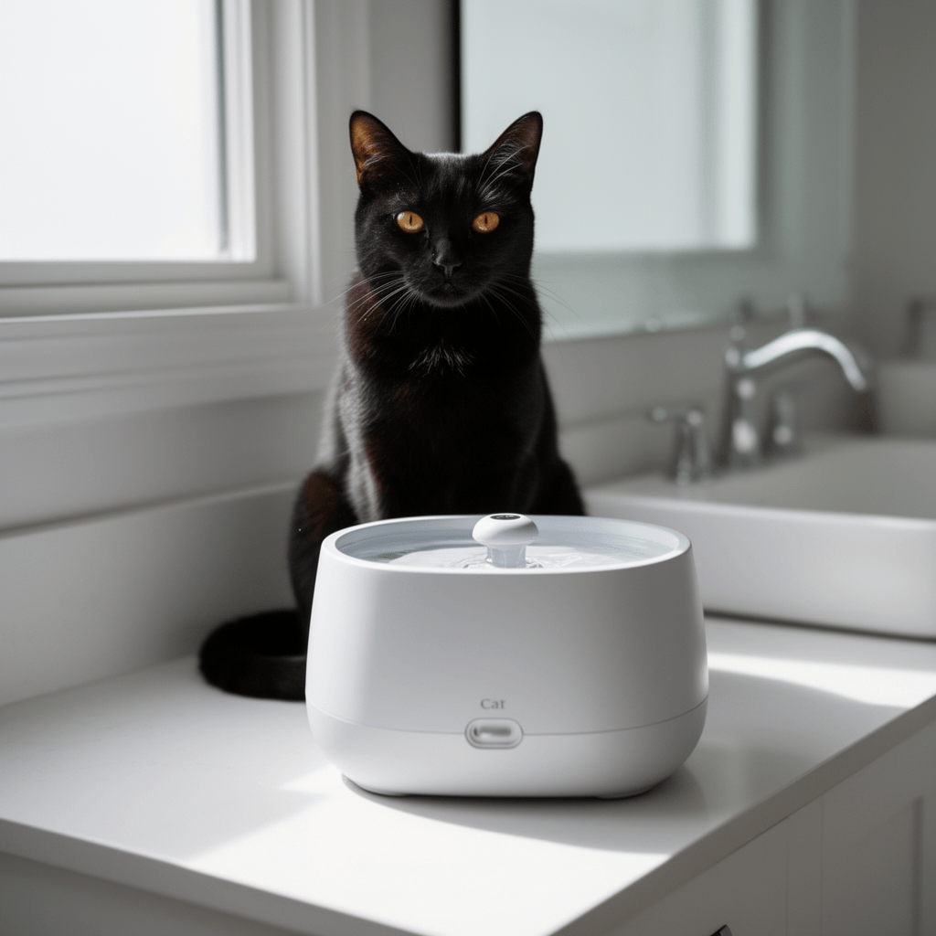Wireless Cat Water Fountain with cat - professional product lifestyle photo
