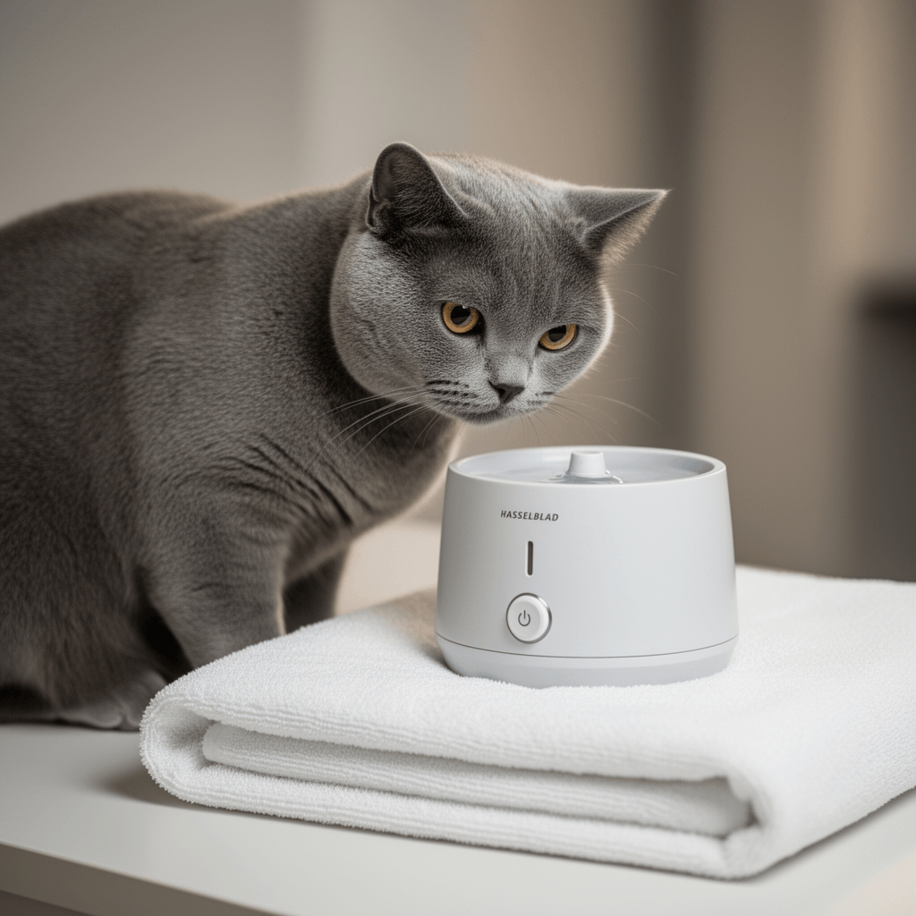 Wireless Cat Water Fountain with cat - professional product lifestyle photo