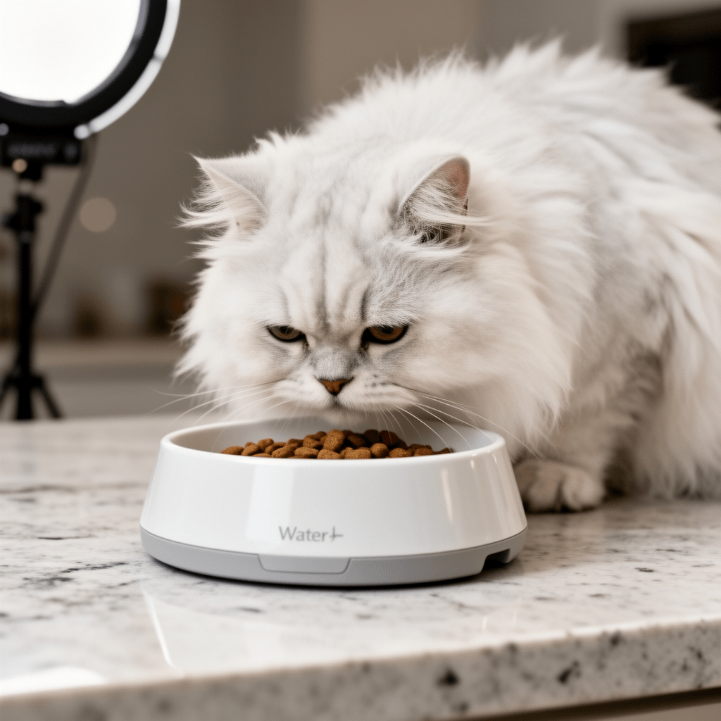 Cat Water Bowl with cat - professional product lifestyle photo