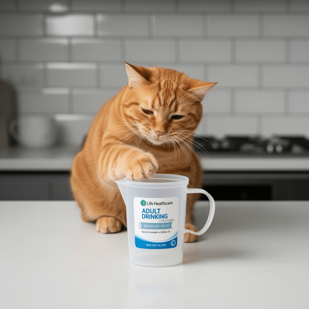 Life Healthcare Adult Drinking Cup for Elderly – 300ml Non with cat - professional product lifestyle photo