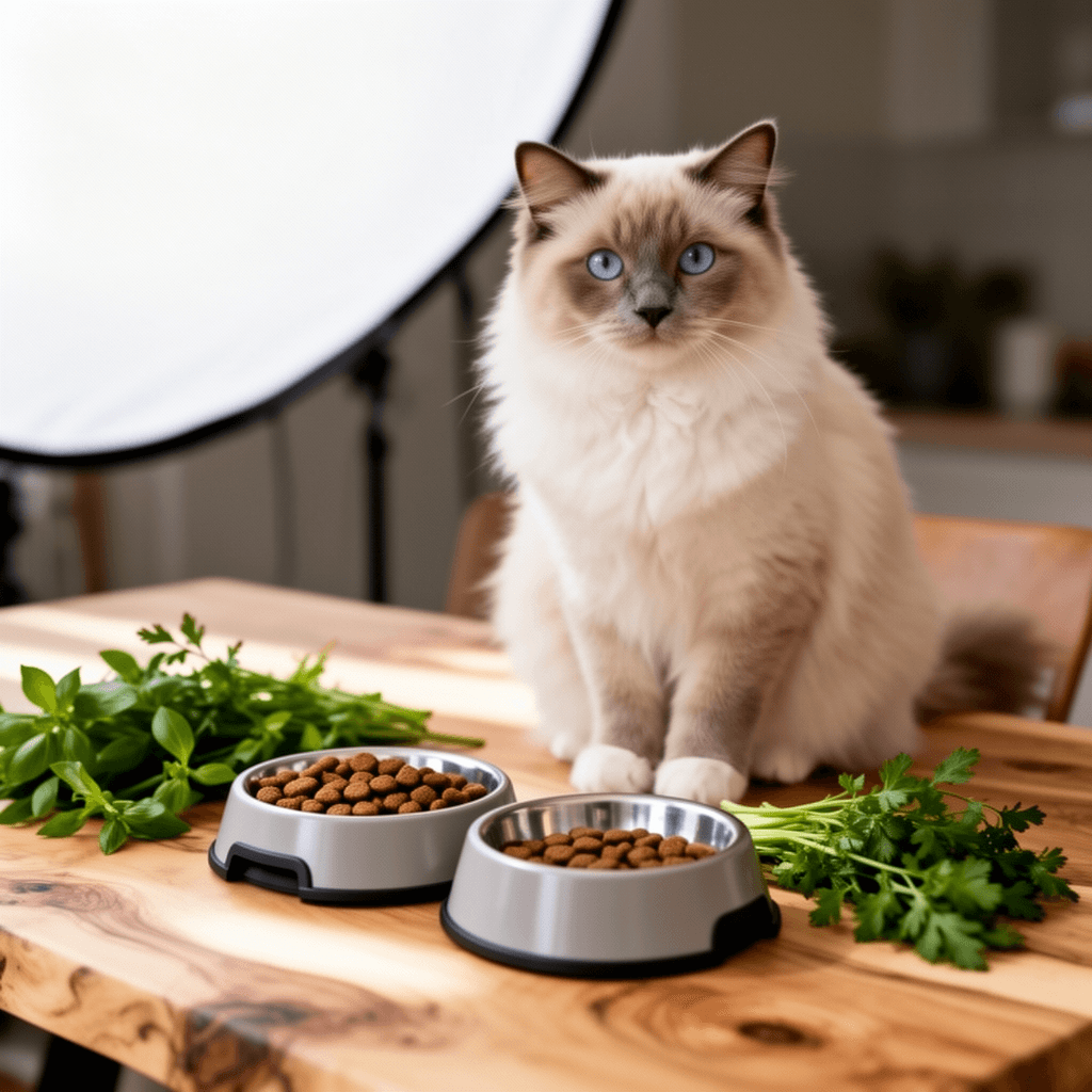 Cat Food Bowls with cat - professional product lifestyle photo