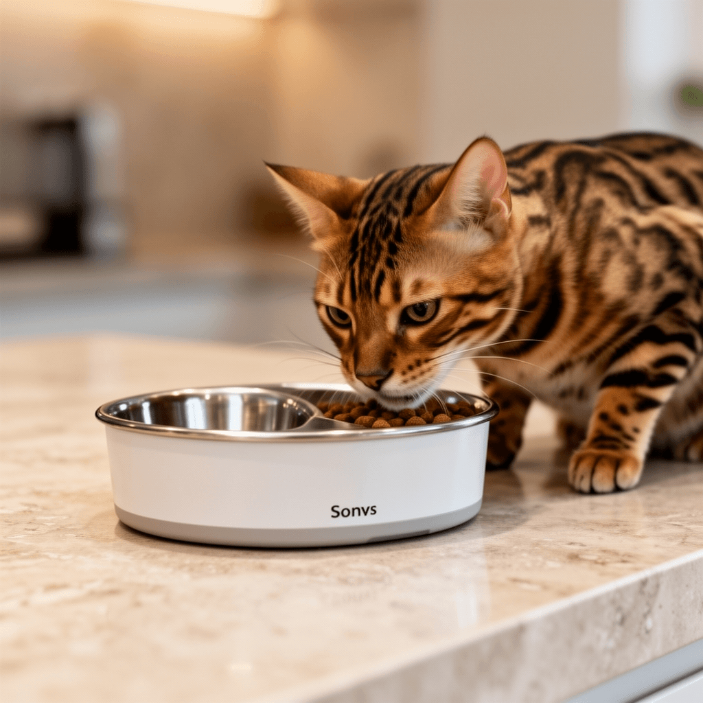 Cat Bowls for Food and Water with cat - professional product lifestyle photo