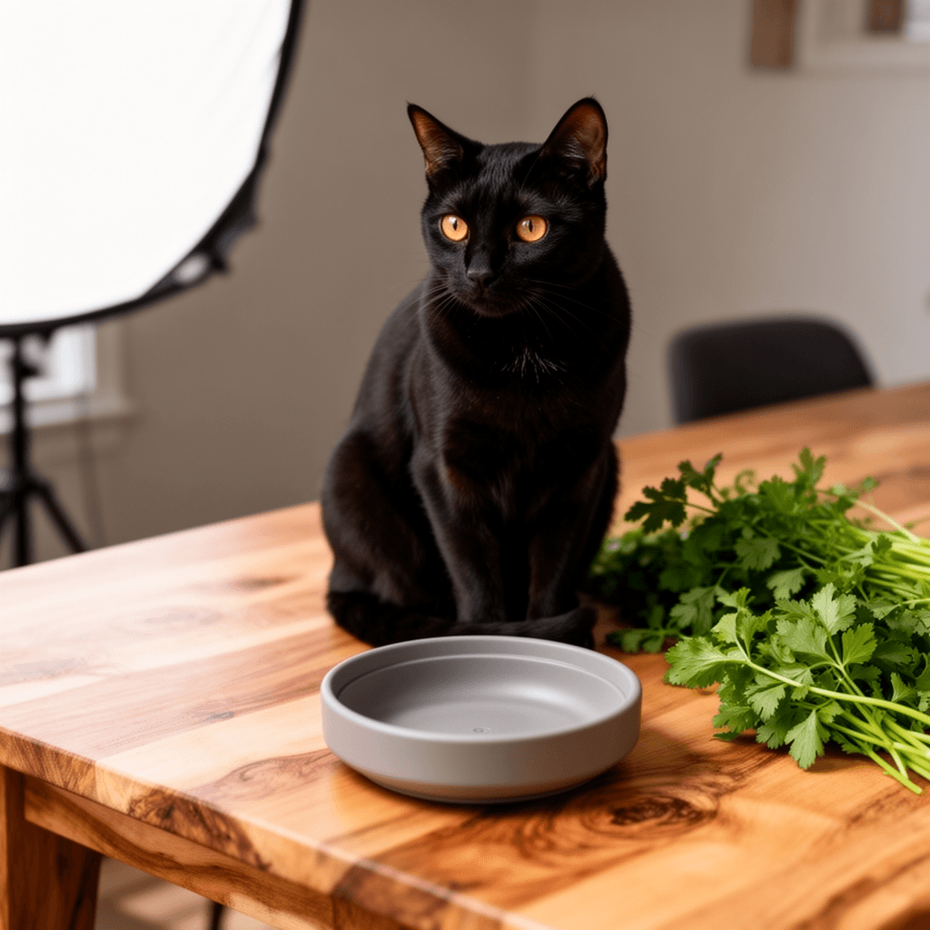Elevated Cat Bowl with cat - professional product lifestyle photo