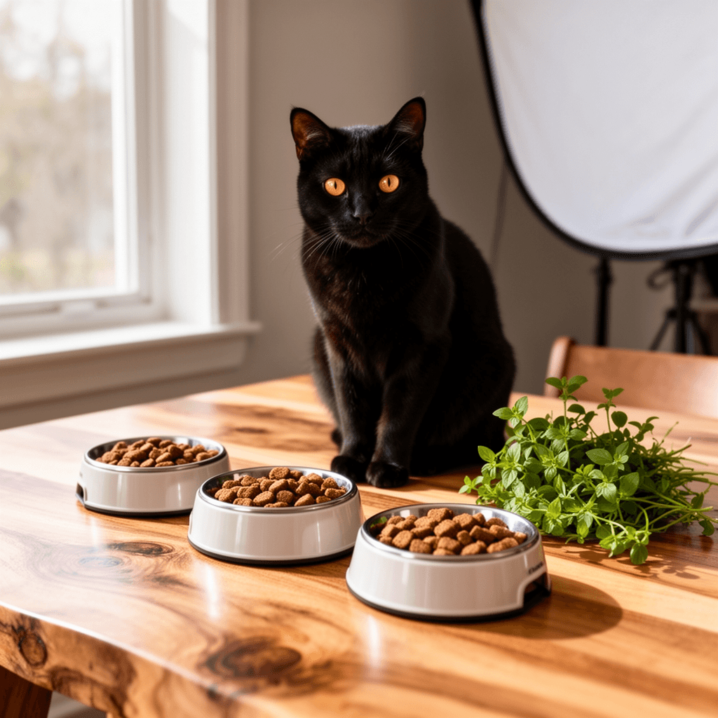 Cat Food Bowls with cat - professional product lifestyle photo