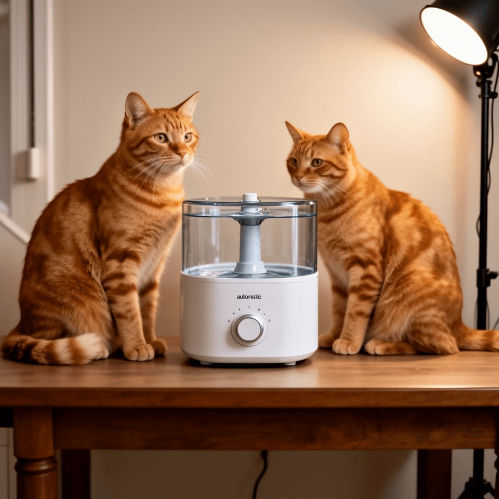 Automatic Cat Water Fountain with cat - professional product lifestyle photo