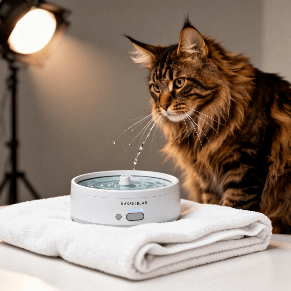 Cat Water Fountain Wireless Cordless: Cat Fountain for with cat - professional product lifestyle photo