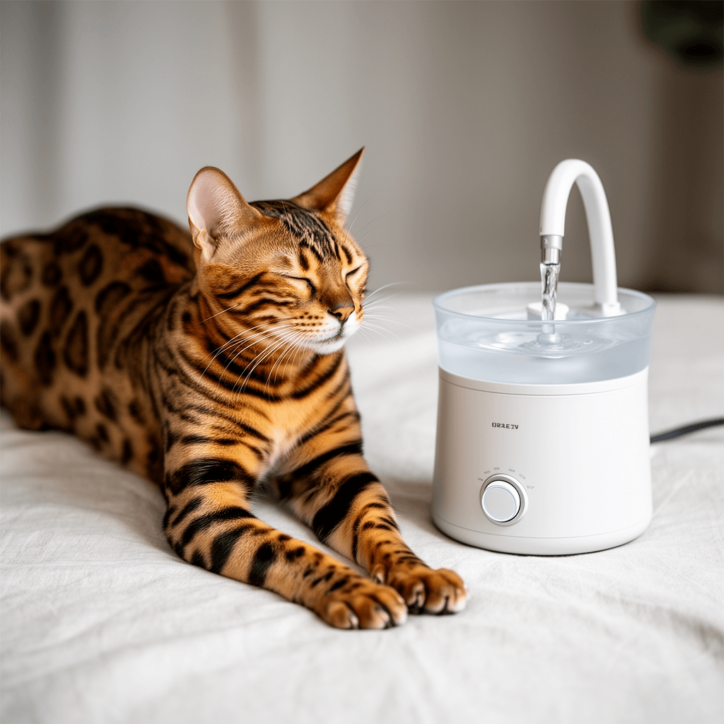 Wireless Cat Water Fountain with cat - professional product lifestyle photo