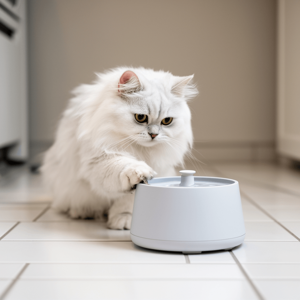 Wireless Cat Water Fountain No Filters with cat - professional product lifestyle photo