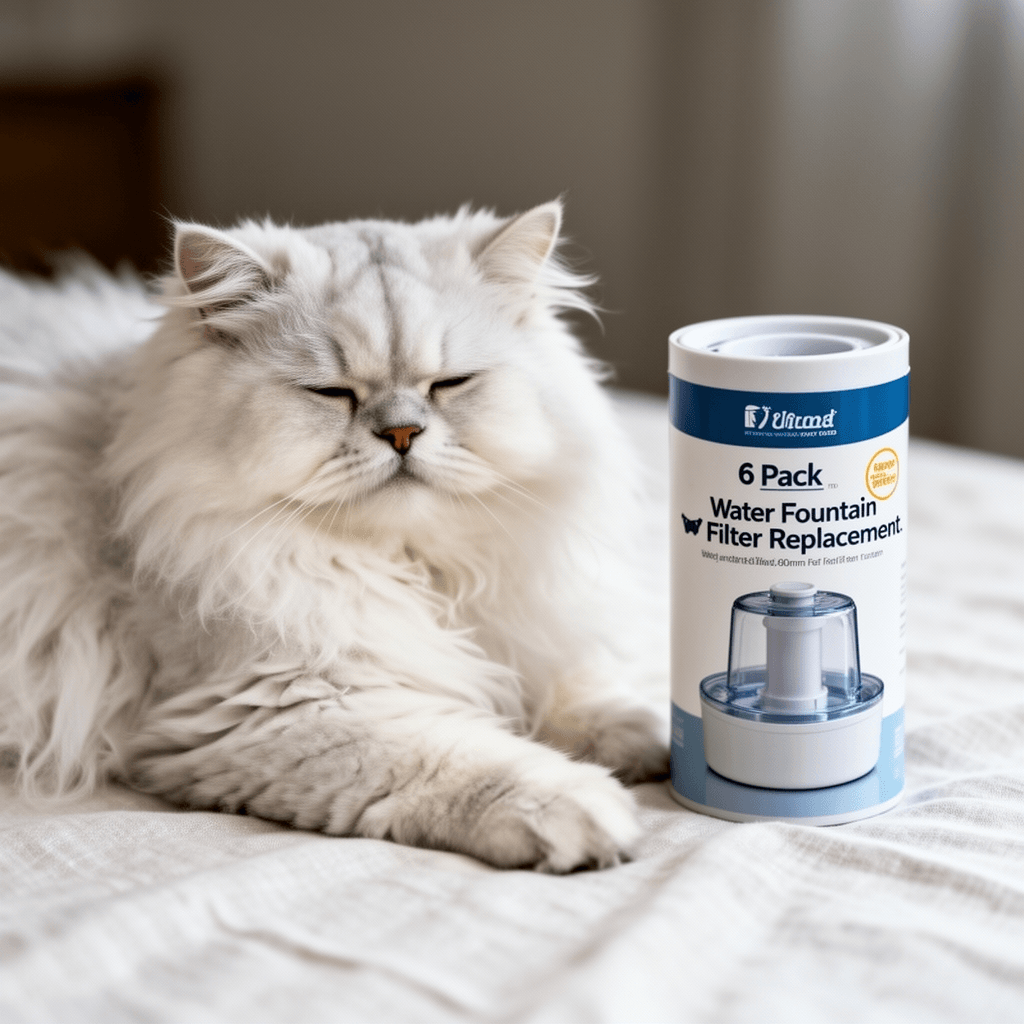 Cat Water Fountain Filter Replacement: 6Pack Pet Fountain with cat - professional product lifestyle photo