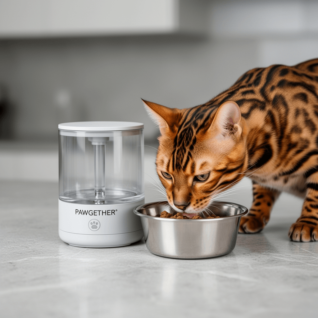 PAWGETHER® Gravity Automatic Pet Water Dispenser with 1 with cat - professional product lifestyle photo