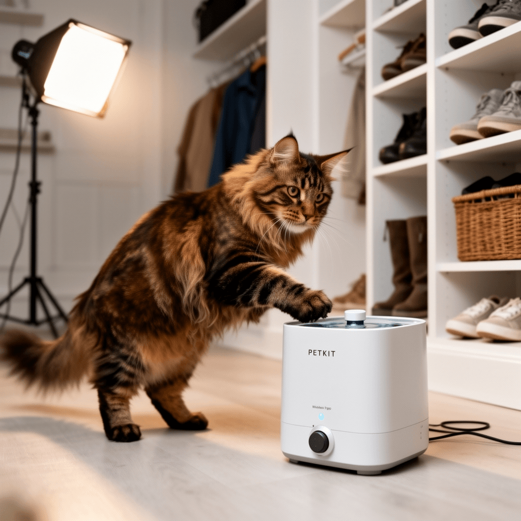 PETKIT New Cat Water Fountain with Wireless Pump with cat - professional product lifestyle photo