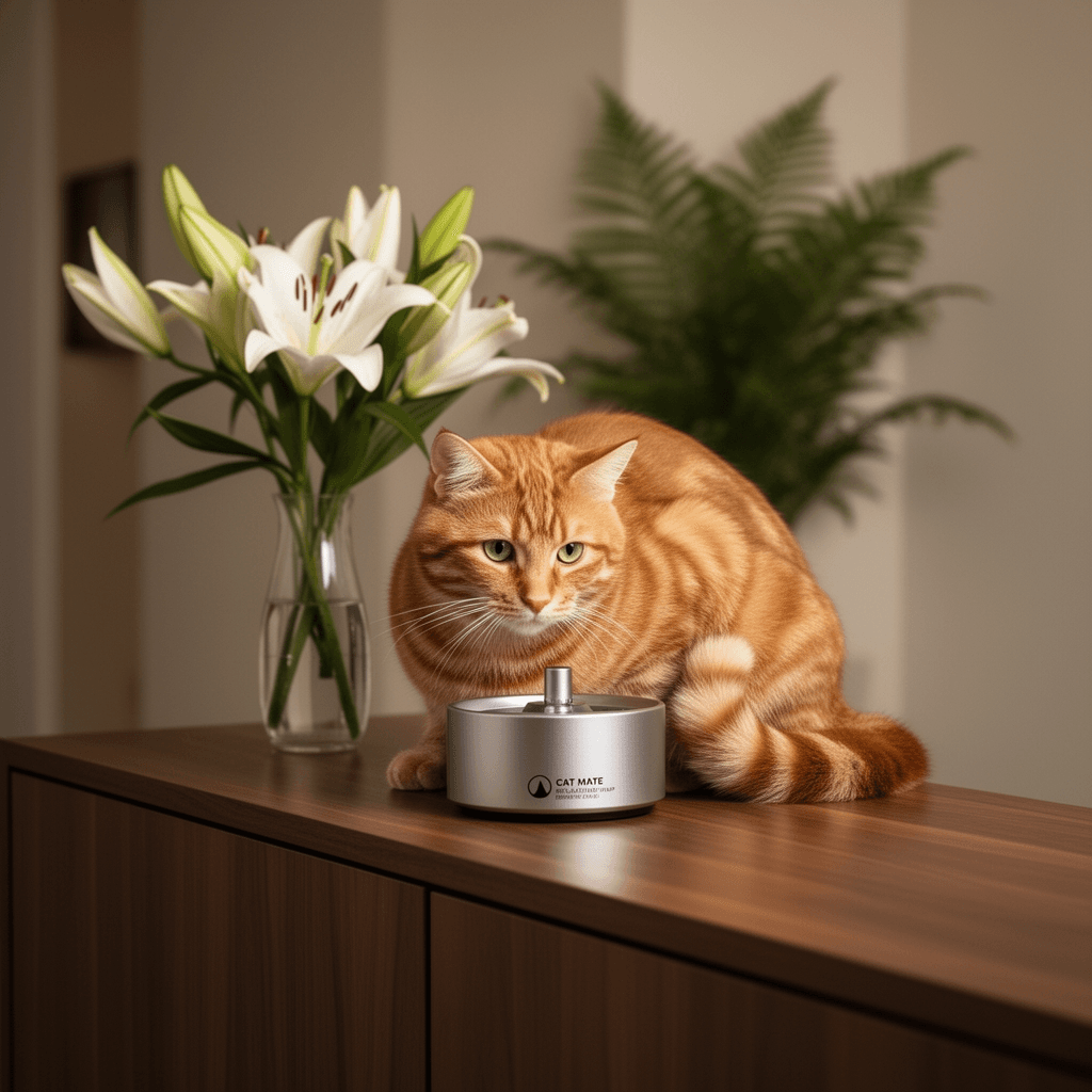 Cat Mate Replacement Pump for Pets Drinking Fountains - with cat - professional product lifestyle photo