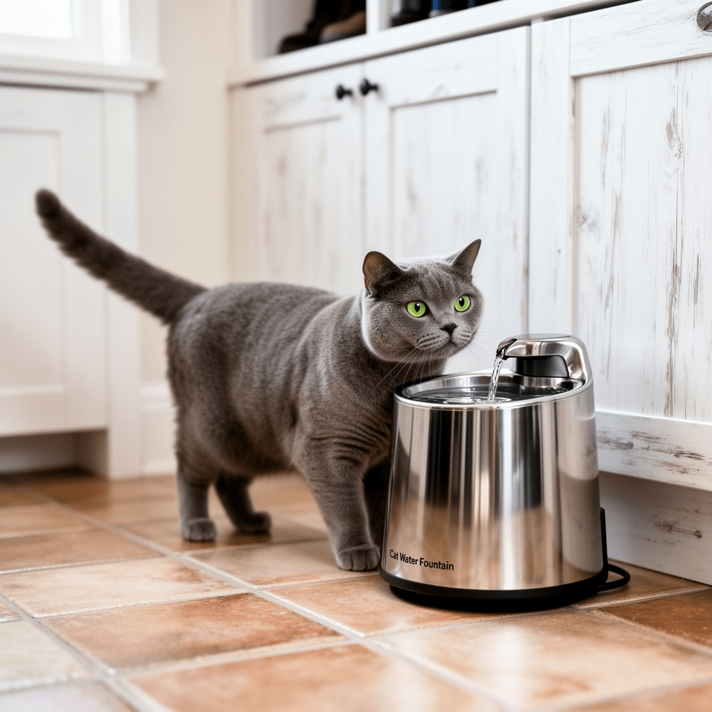 Cat Water Fountain with cat - professional product lifestyle photo