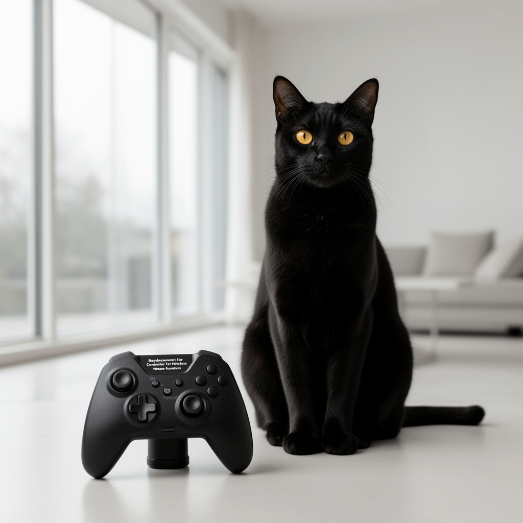 Replacement Controller for Wireless Cat Water Fountain with cat - professional product lifestyle photo