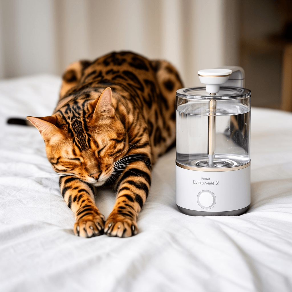 Cat Water Fountain with cat - professional product lifestyle photo