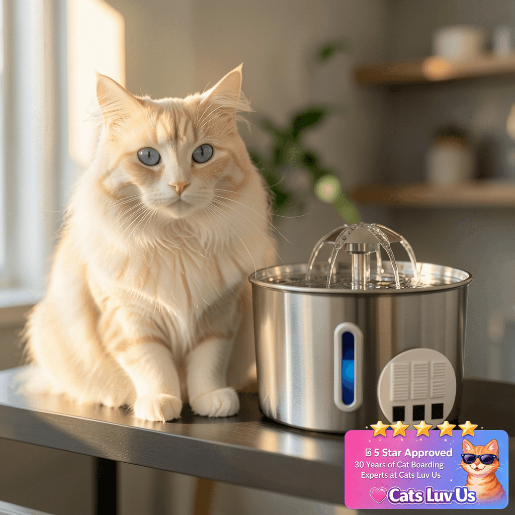Cat Water Fountain Stainless Steel - 74oz/2.2L Pet Gift Dog with cat - professional product lifestyle photo