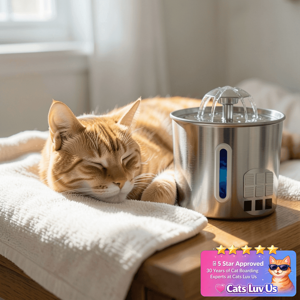 Cat Water Fountain Stainless Steel - 74oz/2.2L Pet Gift Dog with cat - professional product lifestyle photo