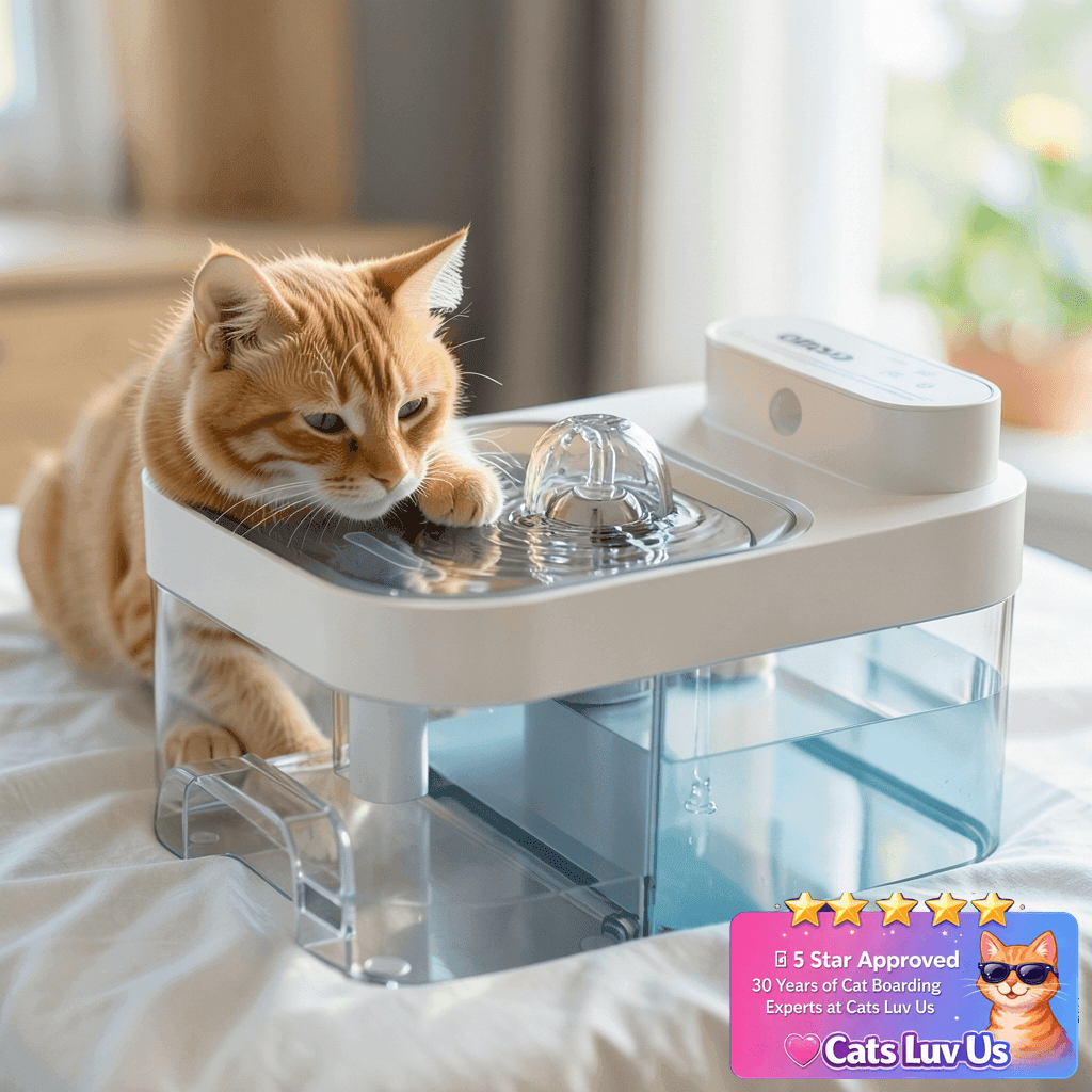 ODSD Cat Water Fountain with cat - professional product lifestyle photo