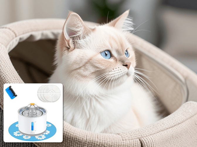 Cat owner reviewing best cat water fountain for kittens options for their pet in 2026