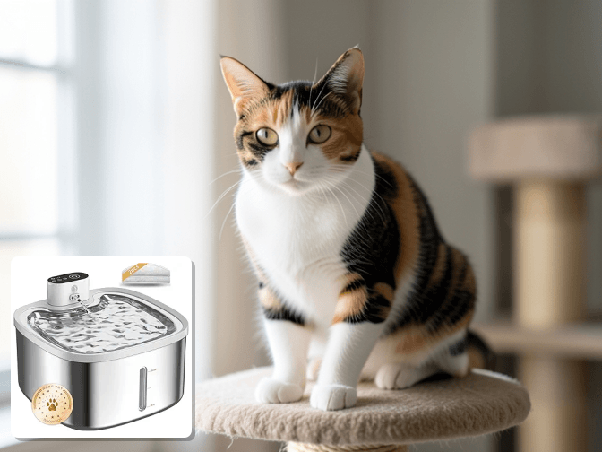 Cat owner reviewing best cat water fountain for multiple cats options for their pet in 2026