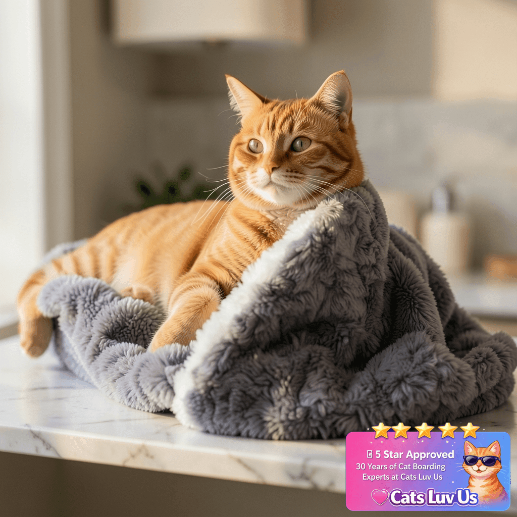 NODARKO Cat Blanket for Indoor Cats - Ultra Thick 460GSM with cat - professional product lifestyle photo