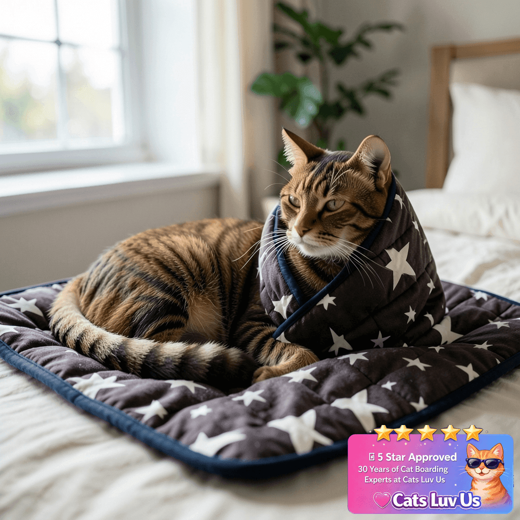 LaSyL Weighted Blanket for Pets | Thunder Blanket for Dogs with cat - professional product lifestyle photo