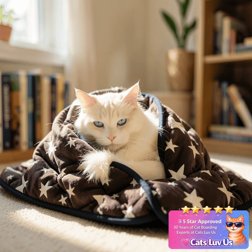 LaSyL Weighted Blanket for Pets | Thunder Blanket for Dogs with cat - professional product lifestyle photo