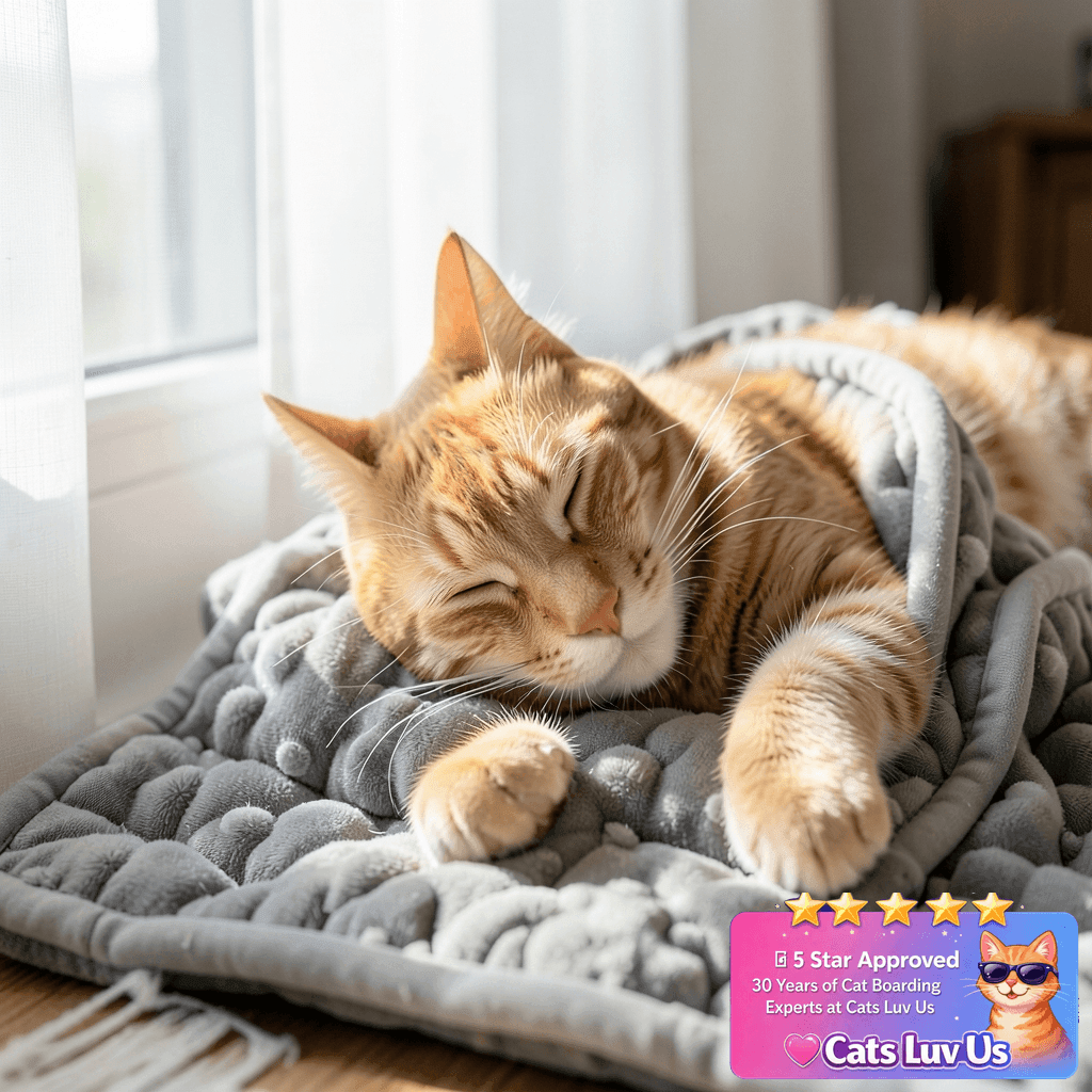 LaSyL Weighted Blanket for Pets | Thunder Blanket for Dogs with cat - professional product lifestyle photo