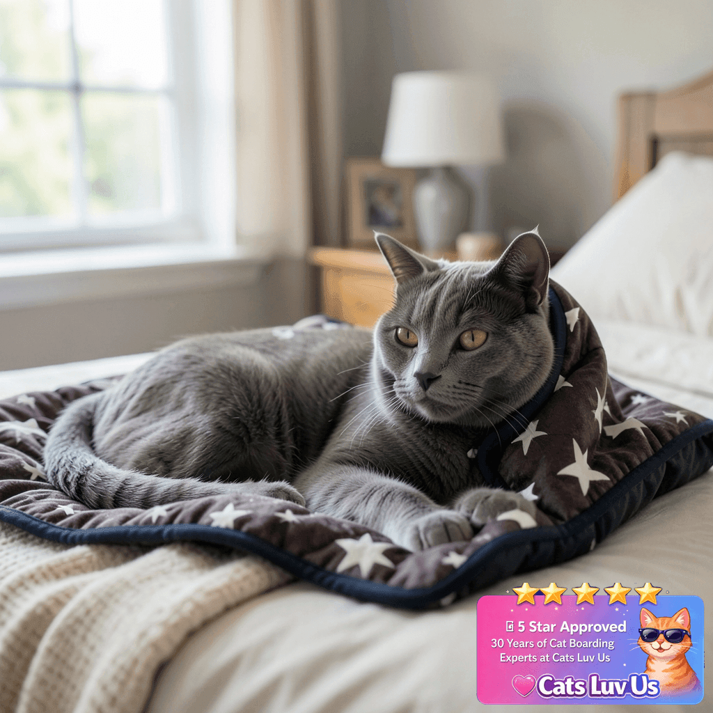LaSyL Weighted Blanket for Pets | Thunder Blanket for Dogs with cat - professional product lifestyle photo