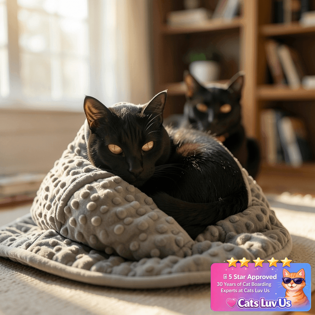 LaSyL Weighted Blanket for Pets | Thunder Blanket for Dogs with cat - professional product lifestyle photo