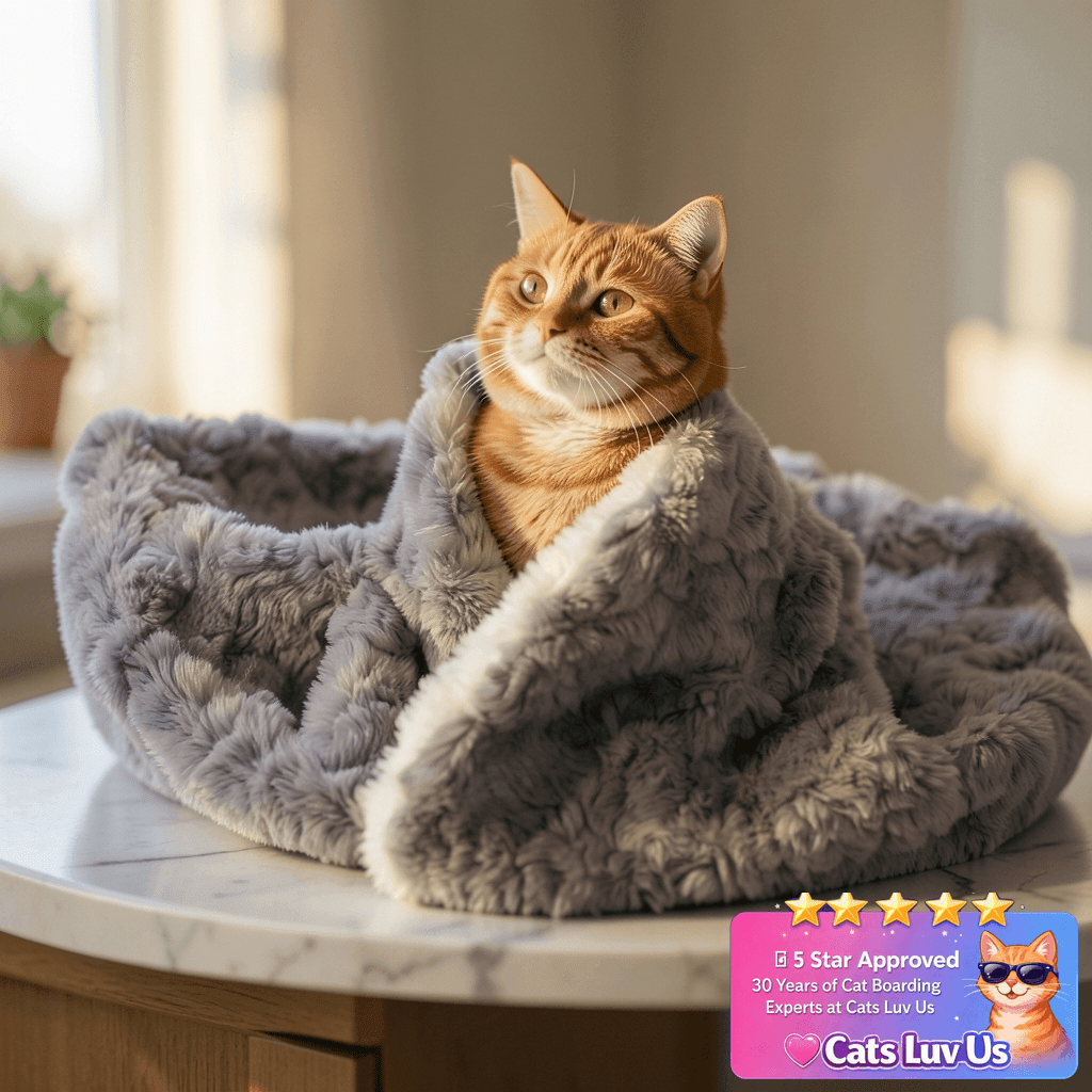 NODARKO Cat Blanket for Indoor Cats - Ultra Thick 460GSM with cat - professional product lifestyle photo