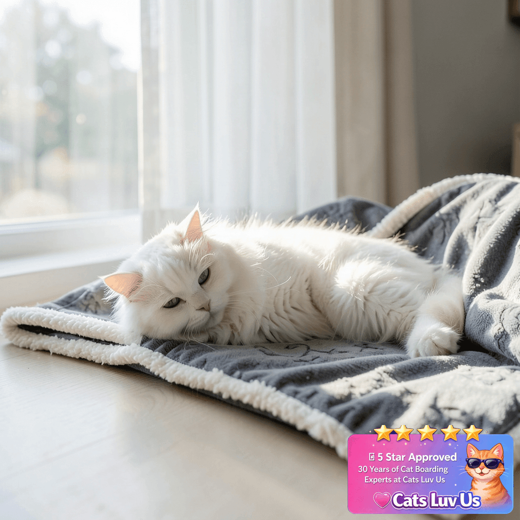Qeils Pet Blankets for Cats - Waterproof Cat Blanket with cat - professional product lifestyle photo