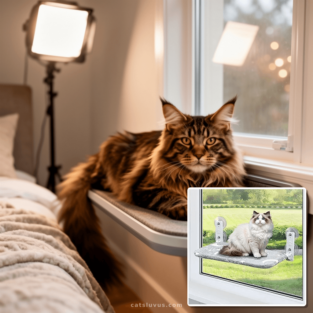Cat Window Perch with cat - professional product lifestyle photo