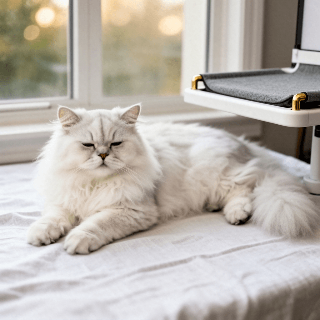 AMOSIJOY Cat Sill Window Perch Sturdy Hammock Window Seat with cat - professional product lifestyle photo