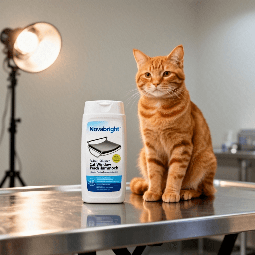 Novabright 3-in-1 20-inch Cat Window Perch Hammock with with cat - professional product lifestyle photo