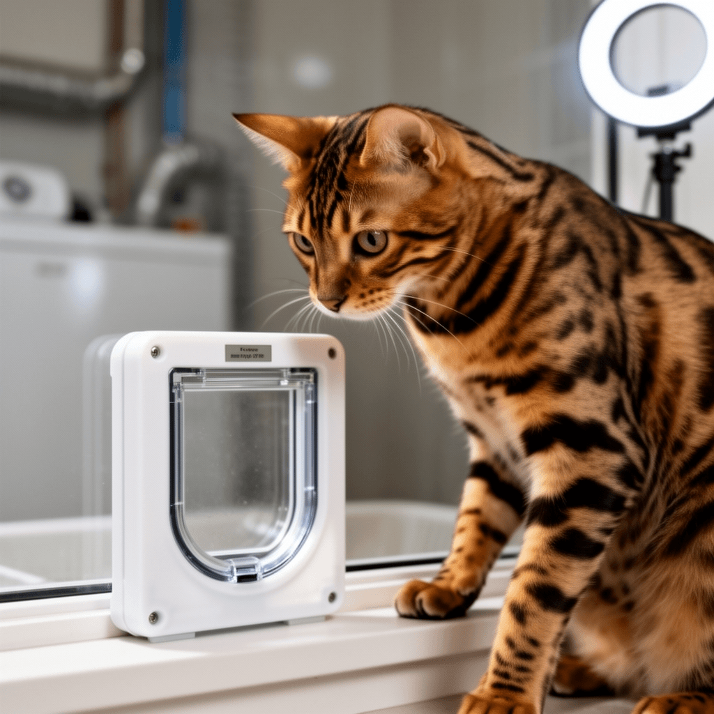Cat Door for Window with cat - professional product lifestyle photo