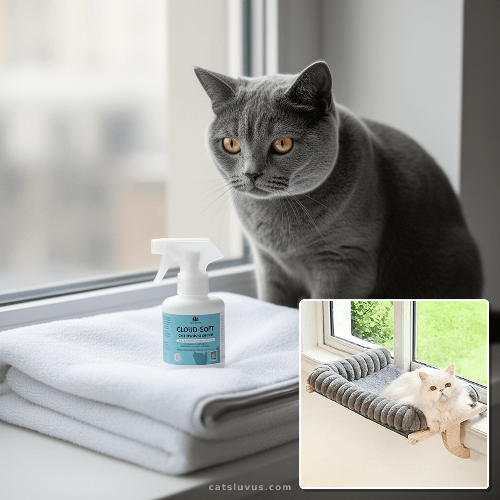 Cloud-Soft Cat Window Sill Perch with Zipper Designed with cat - professional product lifestyle photo