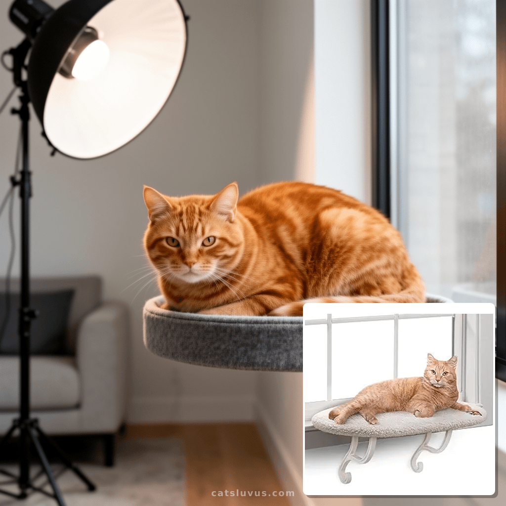 K&H Pet Products Kitty Sill Cat Window Perch for Large Cats with cat - professional product lifestyle photo