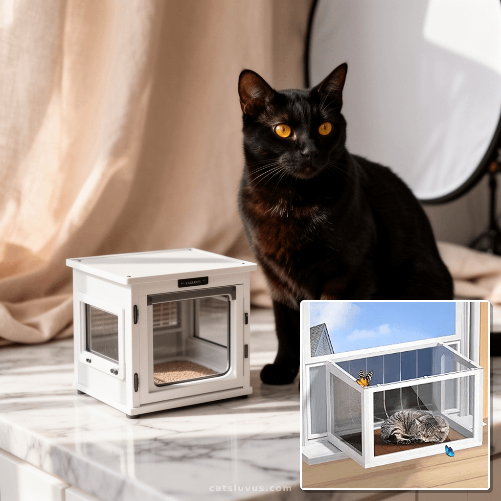 Cat Window Box Catio with cat - professional product lifestyle photo