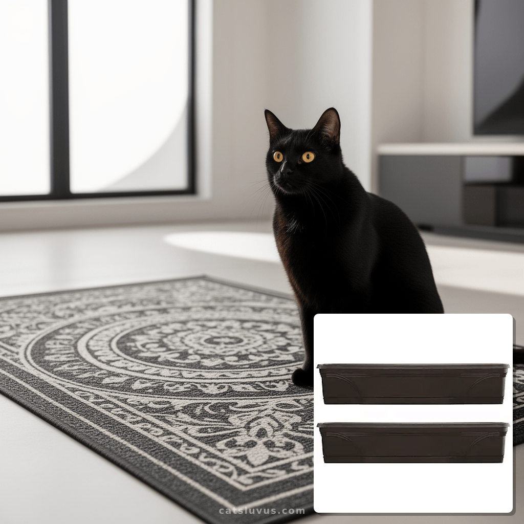 Southern Patio 36 Inch Rectangular Indoor Outdoor Medallion  with cat - professional product lifestyle photo