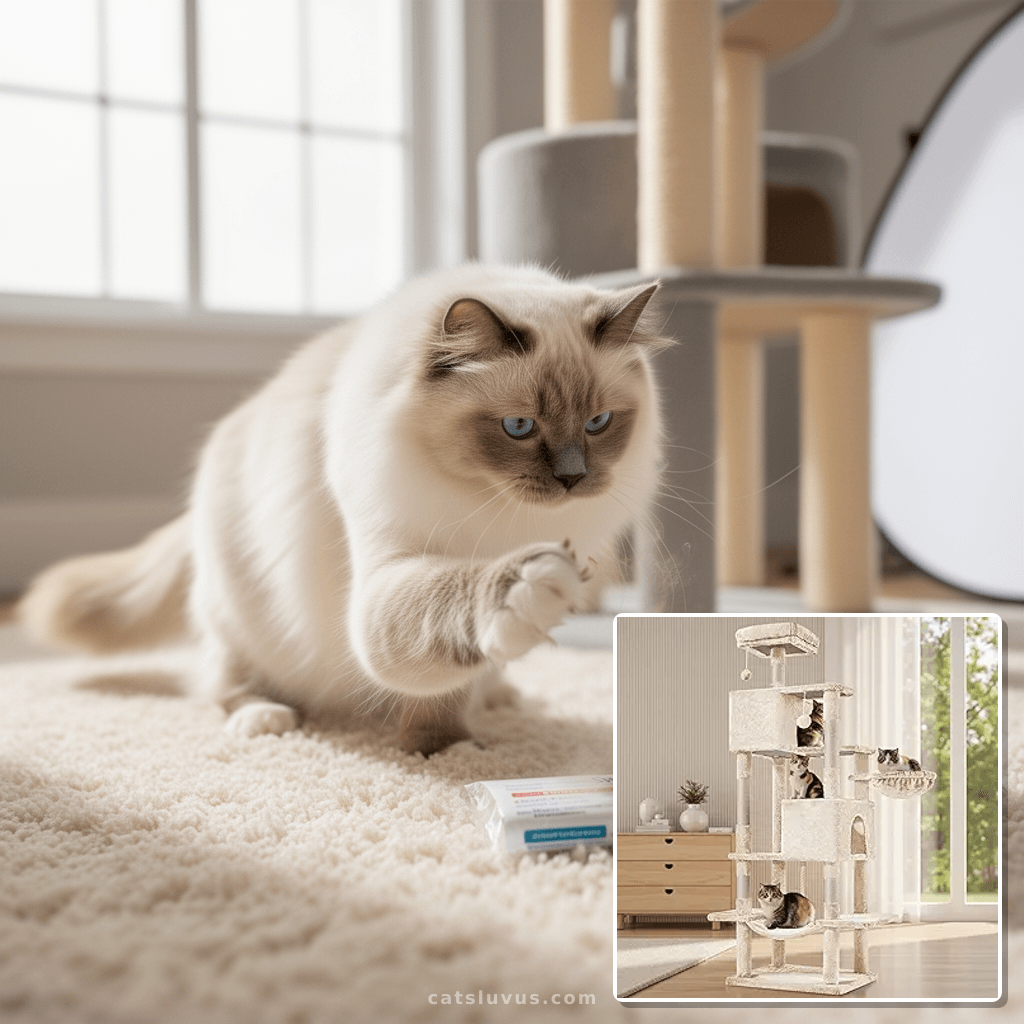 Sweetcrispy 66 Inch Cat Tree Tower with cat - professional product lifestyle photo